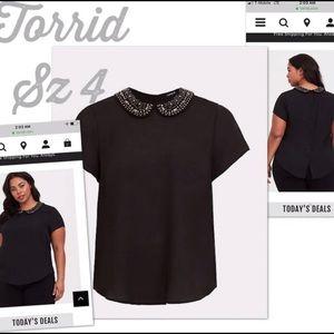 TORRID rhinestone Peter Pan collared blouse. Sz 4